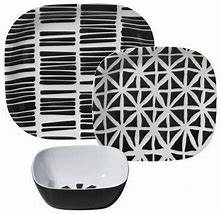Image result for Black and White Melamine Dinnerware