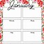 Image result for Free Blank January Calendar