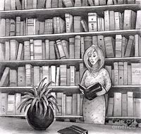 Image result for Reading in Library Drawing