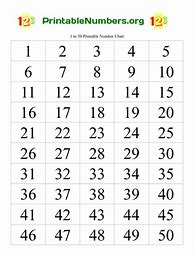Image result for A4 Sheet with Numbers 1 to 50