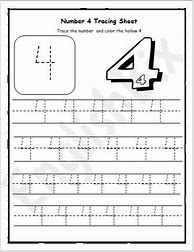 Image result for Preschool Tracing Number 4