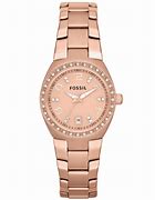 Image result for Rose Gold Blue Dial Pink Fossil Watch