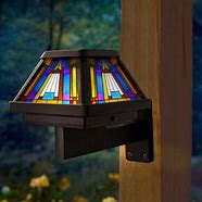 Image result for Stained Glass Solar Post Cap Lights