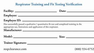 Image result for Fit Testing Cards