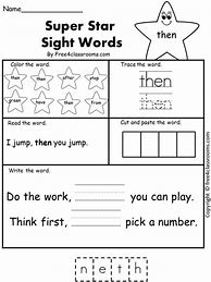 Image result for Then than Words Kindergarten Worksheet