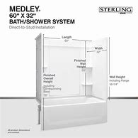 Image result for Sterling 60-In L X 32-In W X 75-In H 3-Piece White Vikrell Bathtub Surround | 71324800-0