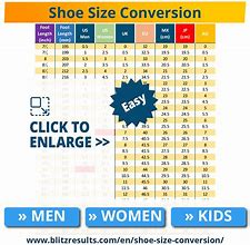Image result for Shoe Size Comparison