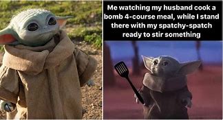 Image result for Baby Yoda in Mandalorian Memes