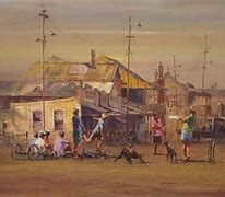 Image result for Paintings of People Playing Cricket