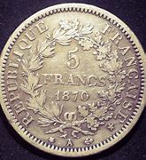 Image result for 5 Francs 1870 France Coin