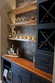 Image result for Wet Bar with Walnut Cabinets