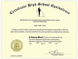 Image result for Missouri GED Certificate