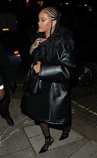 Image result for Rihanna Black Coat