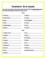 Image result for Spanish School Subjects Worksheets