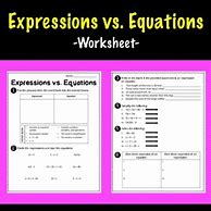 Image result for Expression vs Equation Worksheet