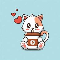 Image result for Cartoon Cat Drinking Coffee