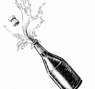 Image result for Champagne Bottle Black and White Doodle