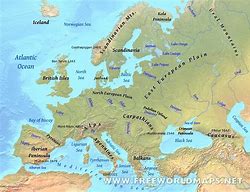 Image result for Europe Physical Map Rivers and Mountains
