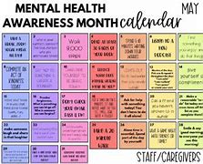 Image result for Mental Health Awareness Calendar