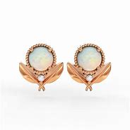 Image result for Rose Gold with Pink or Salmon Colored Opal Screw Back Earrings