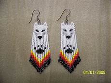 beadwork earrings seed bead white wolf style beaded earrings beadwork earrings seed bead white wolf style beaded earrings