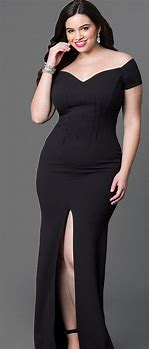 Image result for Plus Size 6X Long Black Party Dress