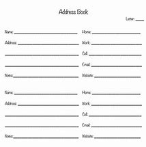 Image result for Address Book Template Word Large Font