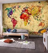 Image result for World Map Wall Painting