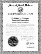 Image result for Certificate of Good Standing South Dakota