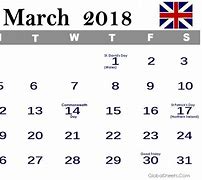 Image result for 2018 Calendar UK