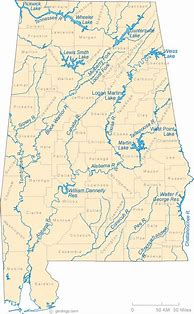 Image result for Alabama Map with Rivers