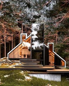 Haus Idee mit Swimming Pool in der Natur im Wald. Pin dieses Bild und folge für mehr Inspirationen. in 2021 | Architecture, Exterior design, House architecture design