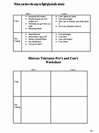 Image result for Distress Tolerance Pros and Cons Worksheet