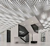 Image result for Black Wood Open Cell Grid Ceiling