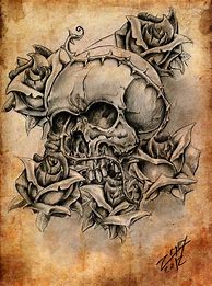 Image result for Pencil Drawings Skulls and Roses
