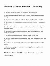 Image result for Semicolon or Comma Worksheet