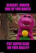 Image result for Evil Smile Barney Meme