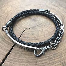 Image result for Men's Leather and Silver Bracelets