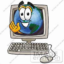 Image result for Cartoon Computer with World