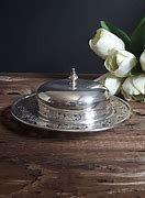 Image result for Silver Butter Dish Glass Insert