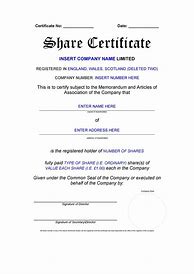 Image result for Stock Certificate Example