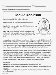 Image result for Jackie Robinson Printable Biography