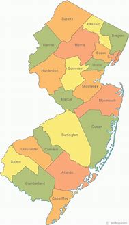Image result for New Jersey County Map NJ
