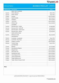 Image result for Company Price List Template