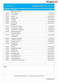 Image result for Business Price List Template