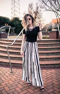 Image result for Black and White Striped Palazzo Pants