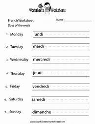 Image result for French Days Worksheet