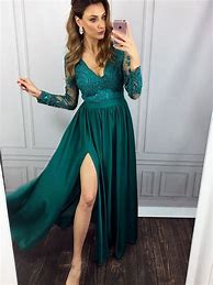 Image result for Green Long Sleeve Dress