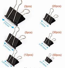 Image result for Binder Clip Size Chart