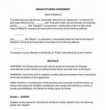 Image result for Manufacturing Contract Template